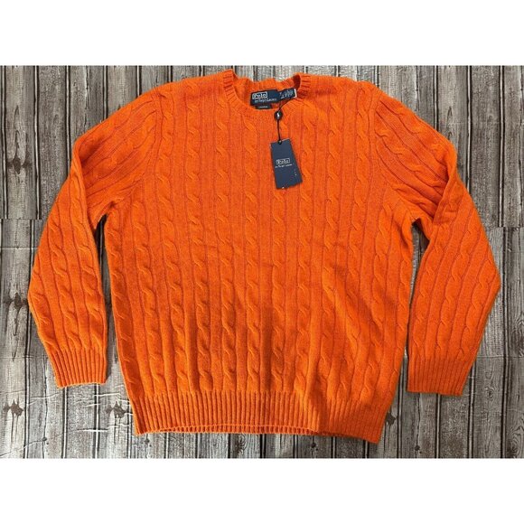 Polo Ralph Lauren 100% Cashmere Cable Sweater Size 2XL color orange NWT mspr 498 - Picture 1 of 8